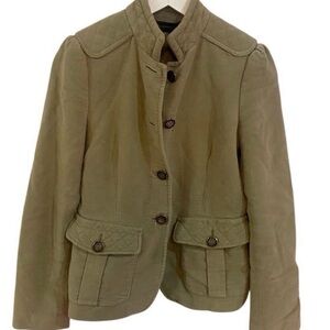 Zara woman military type blazer tan 100% cotton. It is a medium but runs small.